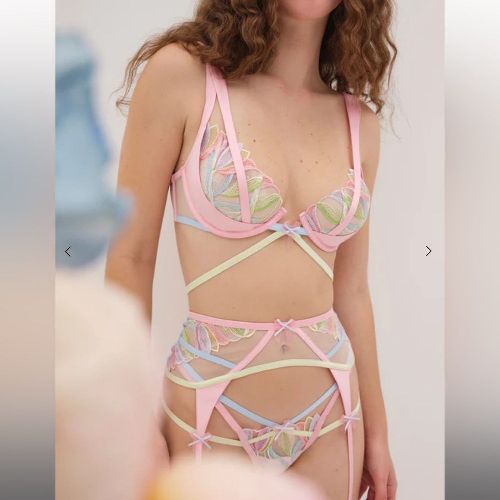 For Love and Lemons Pastel Tulips set, bra and thong